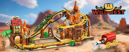 Western Roller Coaster Building Set – Mini Mine Train Model Toy with Lifting Chain for Teens & Adults