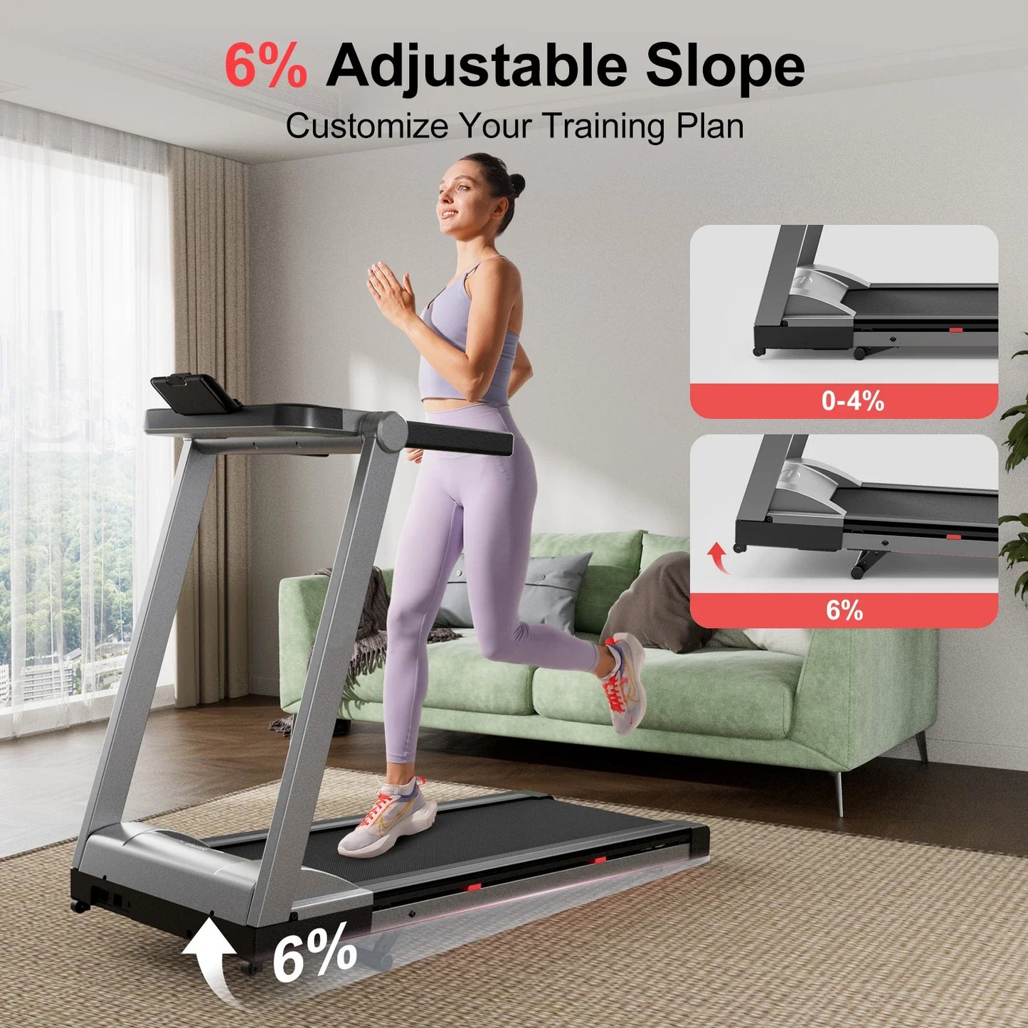 3.5HP Foldable Incline Home Treadmill – Walking Pad with Handlebar, 350LBS Capacity, Touch Screen & Smart App Data Monitoring