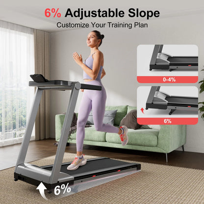 3.5HP Foldable Incline Home Treadmill – Walking Pad with Handlebar, 350LBS Capacity, Touch Screen & Smart App Data Monitoring