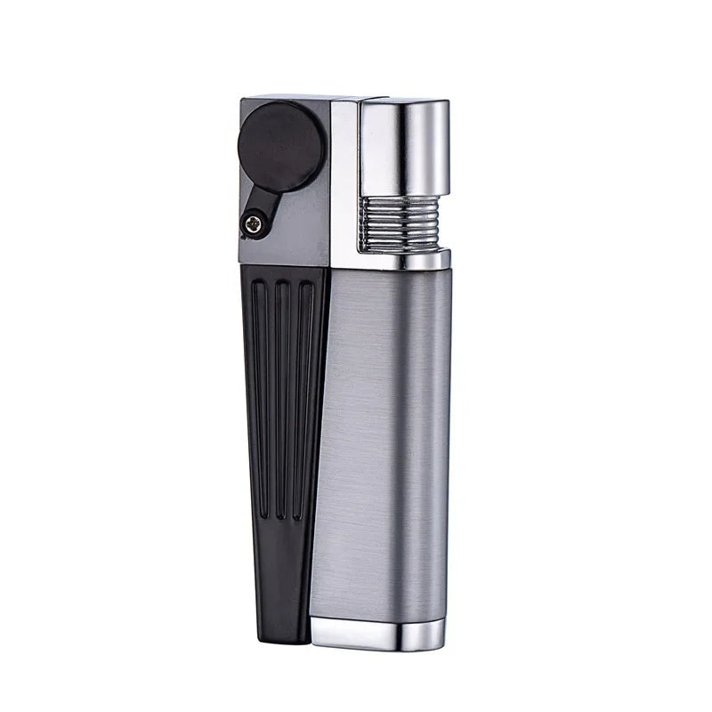 Hot Oblique Free Fire Torch Lighter – Metal Keychain Cigar & Cigarette Lighter with Grinding Wheel, Creative Gadget for Men