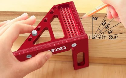 Imperial 3D Multi-Angle Measuring Ruler – 45/90 Degree Aluminum Alloy Woodworking Square Protractor for Engineers & Carpenters