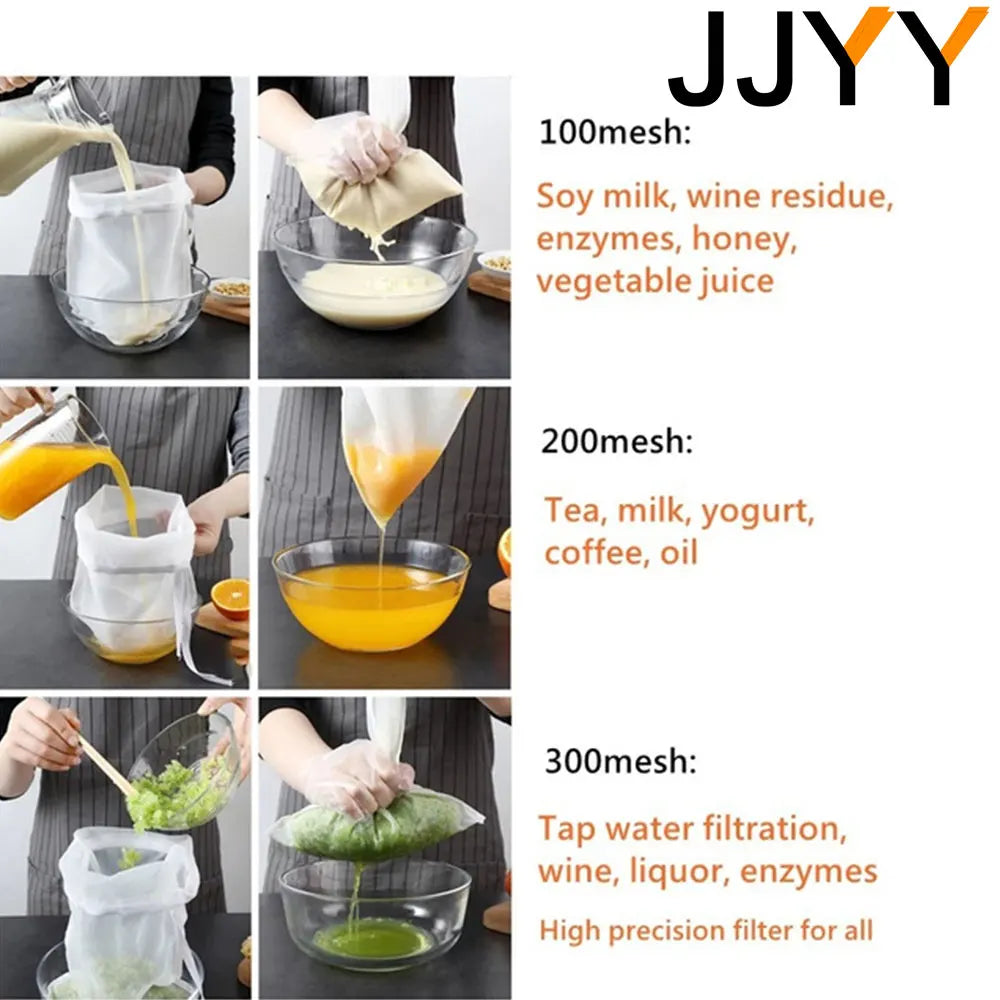 JJYY Homebrew Beer Filter Bag - Nylon Mesh Strainer for Brewing, Malt Boiling, Wort Mash, Nut Milk & Juice Filtration Tool