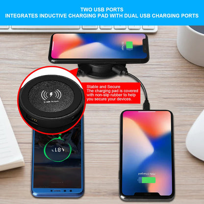 30W Wireless Desktop Charger – Fast Wireless Charging for iPhone, Samsung, Huawei, Xiaomi | Dual USB Phone Charging Station