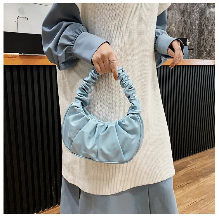 Fashion Pleated Cloud Handbag for Women – PU Leather Shoulder Bag, Casual Armpit Bag & Shopping Tote