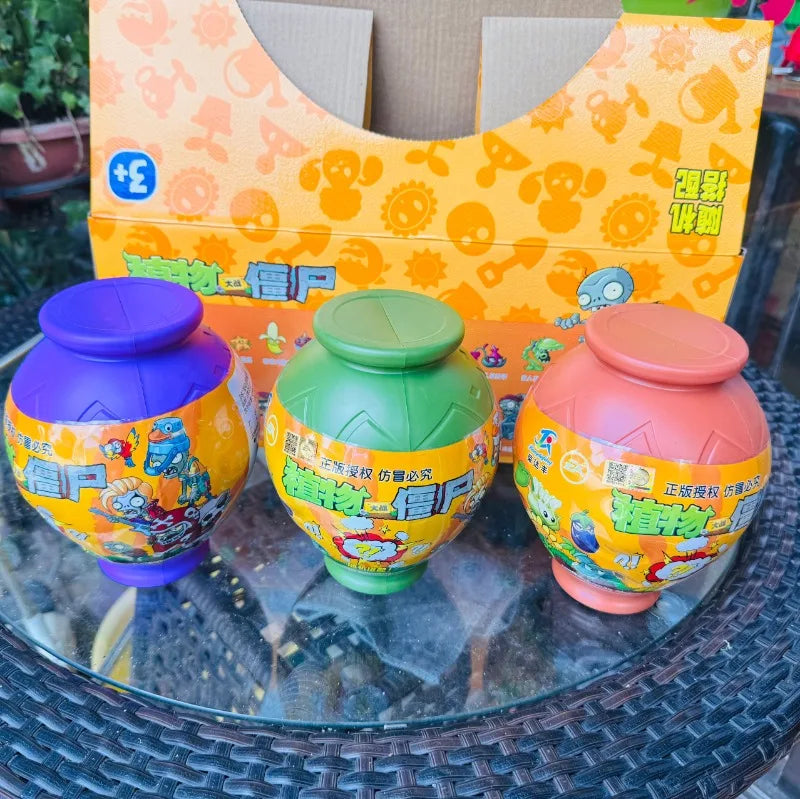 6PCS Plants vs Zombies 2 Clay Pot Blind Box – Sunflower, Peashooter & Zombie Game Figures for Kids Gift