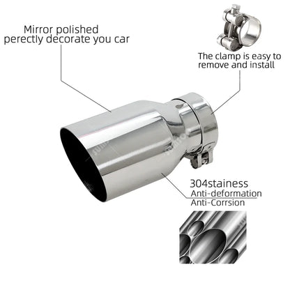 Universal Stainless Steel Car Exhaust Muffler Tail Pipe — Auto Modification Accessory