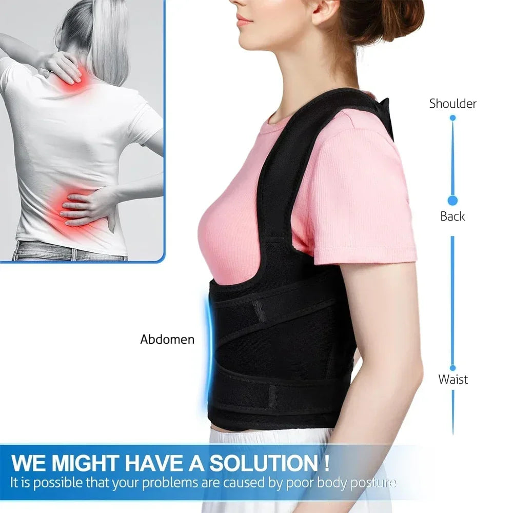 Adjustable Posture Corrector Back Brace – Orthopedic Spinal Support for Men & Women, Comfortable Upper Back Strap
