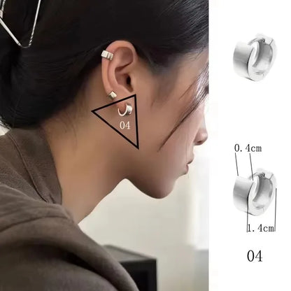 PANJBJ925 Sterling Silver Hoop Earrings - Frosted Geometric Design Fashion Jewelry Gift for Women