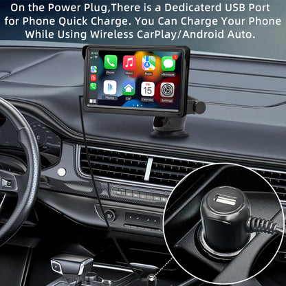HIPPBQCC 7-Inch Car Radio – CarPlay & Android Auto Multimedia Player, Touch Screen, USB/AUX, Rear View Camera Compatible