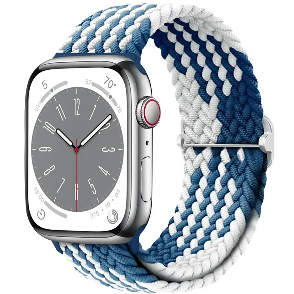 Braided Solo Loop Apple Watch Ultra Band – Elastic Nylon Adjustable Strap for iWatch SE, Series 3–9 (38mm–49mm) Bracelet Band