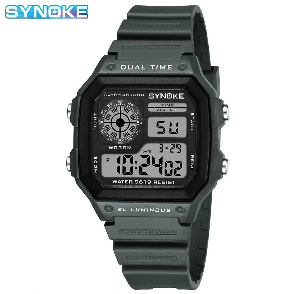 SYNOKE Men's Military Sports Digital Watch – Waterproof Luminous Chronograph Wristwatch