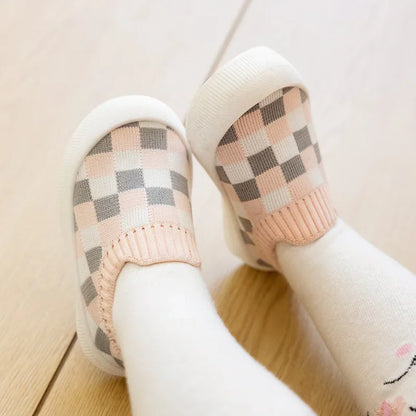 2025 Spring Toddler Slip-On Shoes – Non-Slip First Walkers for Boys and Girls, Classic Plaid Sneakers