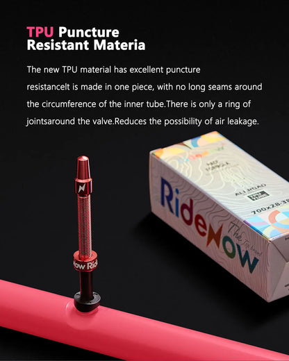 Ridenow Metal Nozzle TPU Inner Tube – External Thread, 700x18-32c Road Bike Inner Tire