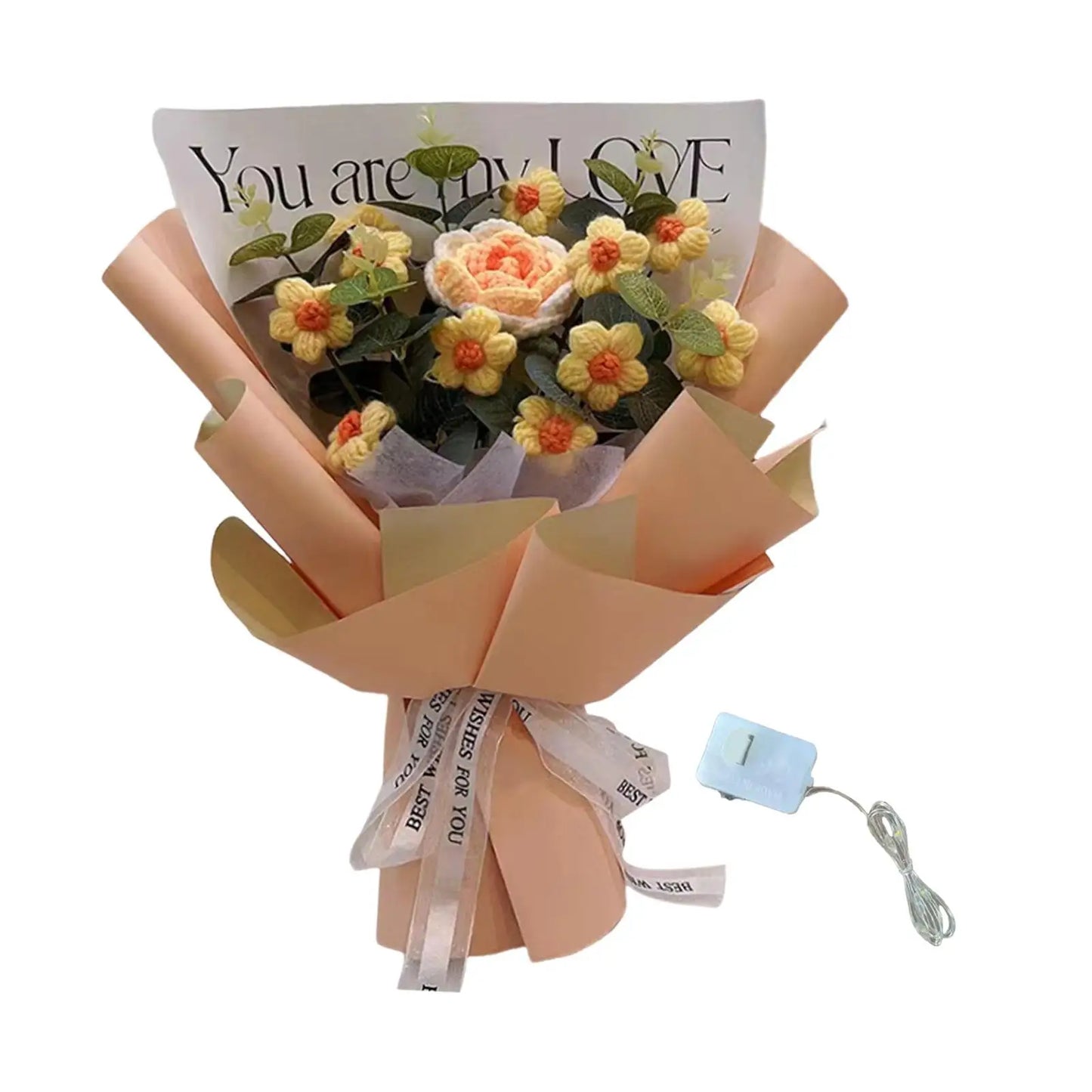 Knitted Flower Bouquet — Crochet Home Decor for Teacher’s Day, Birthday & Anniversary
