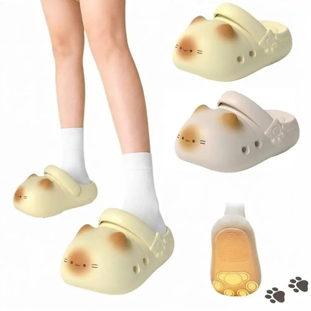 Women's Cat Paw Mules - Waterproof Soft Anti-Slip Closed-Toe Slippers