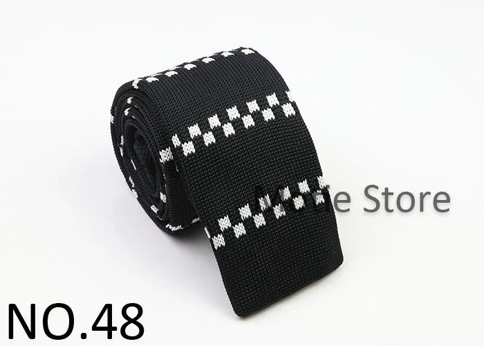 Classic Knit Neck Tie for Men — 6cm Plaid & Dots Casual Business Wedding Tie