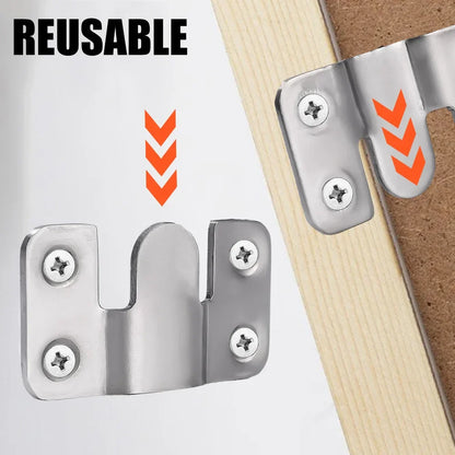 1-10 Set Stainless Steel Picture Frame Hooks | Wall Hanger Flush Mount Hanging Bracket Connector for Furniture