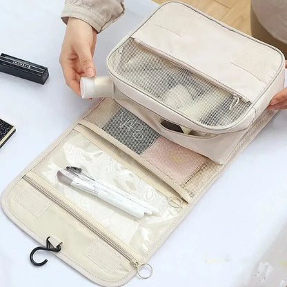 Portable Travel Toiletry Bag – Waterproof Hanging Storage with Mesh Pockets and Hook | Makeup and Cosmetic Travel Accessories