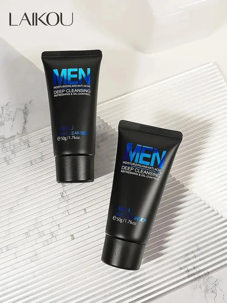 LAIKOU Men’s Facial Cleanser – Moisturizing Face Wash for Oil Control, Blackhead Removal & Deep Skin Nourishing Skincare