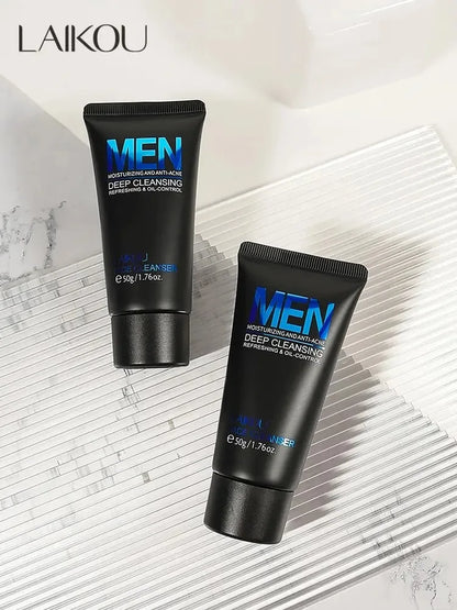 LAIKOU Men’s Facial Cleanser – Moisturizing Face Wash for Oil Control, Blackhead Removal & Deep Skin Nourishing Skincare