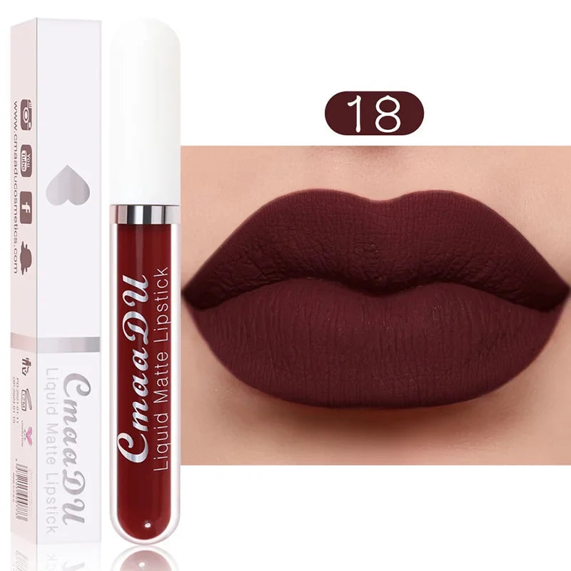Sexy Long-Lasting Velvet Matte Lip Gloss – Waterproof, Non-Stick Red Liquid Lipstick for Women