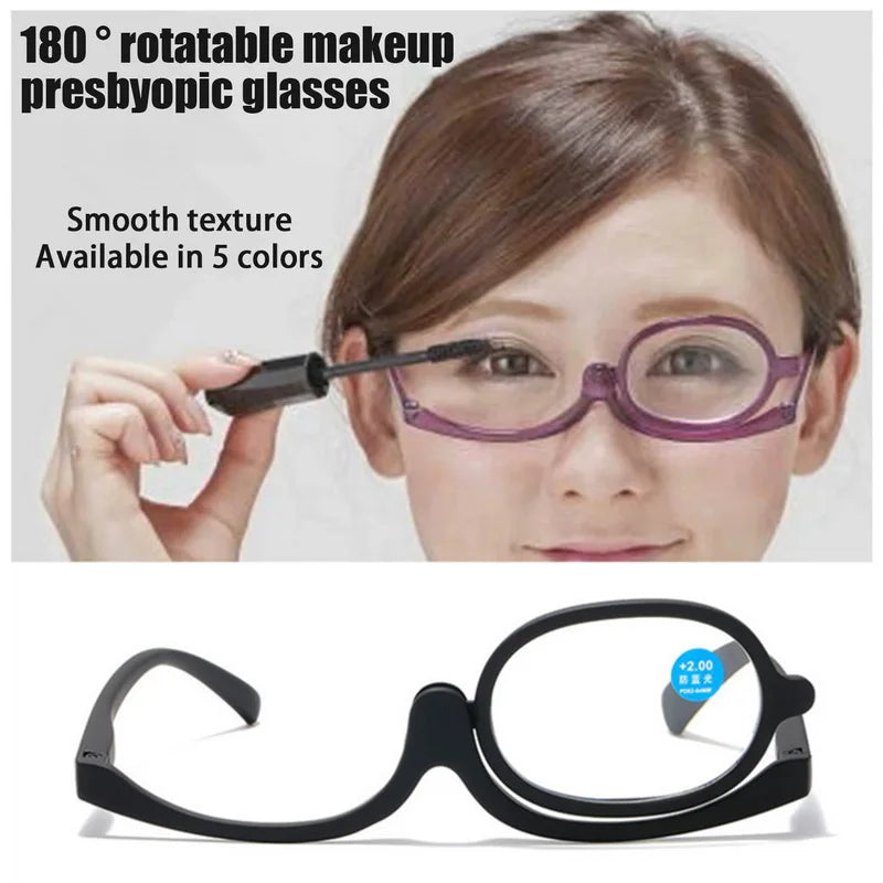 Rotating Magnifying Makeup Reading Glasses - Anti-Blue Light Presbyopic Eyeglasses with Diopter Options +1.0 +1.5 +2.0 To +4.0 for Precision Make-Up