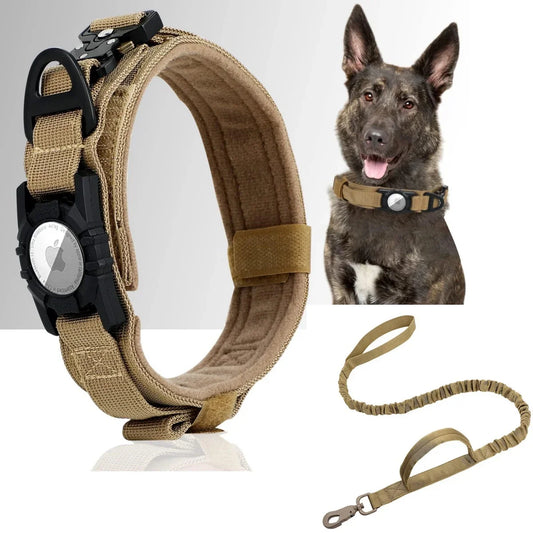 Adjustable Nylon AirTag Dog Collar with Metal Buckle – Anti-Lost Tactical Pet Tracking Accessory