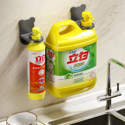 Universal Adjustable Shower Gel Bottle Rack - Wall-Mounted Shampoo Bottle Holder with Hand Soap Dispenser Hook, No Punching Required