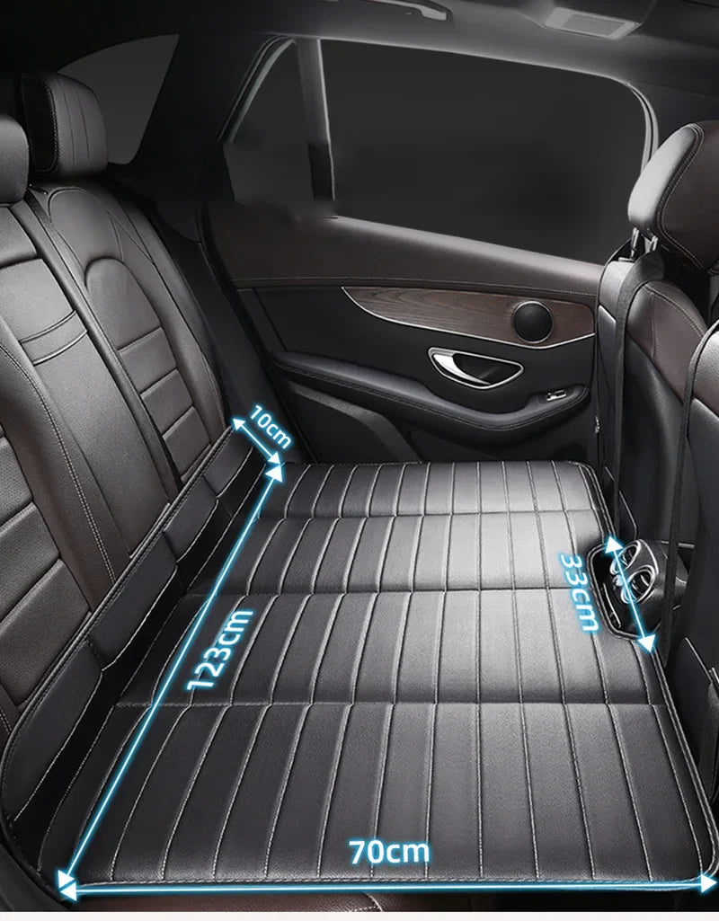Foldable Car Travel Bed for Rear Seat – Wear-Resistant PU Sleeping Pad Mattress for SUV & Sedan Trips
