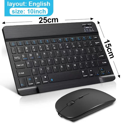 10" Bluetooth Wireless Rechargeable Keyboard – Russian, Spanish, French AZERT Layout for Android, iOS & Windows Tablets & Phones