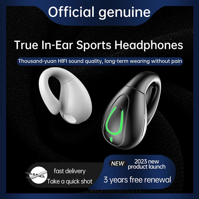 S20 Wireless Ear Clip Headset - Bluetooth 5.3 Single-Ear OWS Sports Earphones for Running & Fitness