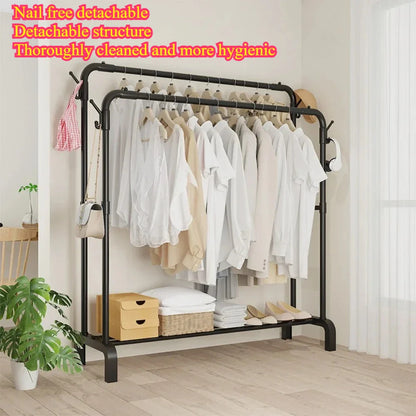 Metal Floor Standing Clothes Rack – Detachable & Easy-to-Assemble Storage Organizer