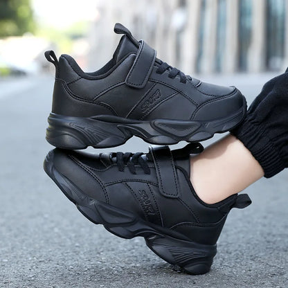 Kids’ Breathable Sports Shoes – Anti-Skid Black School Walking & Running Sneakers for Boys & Girls