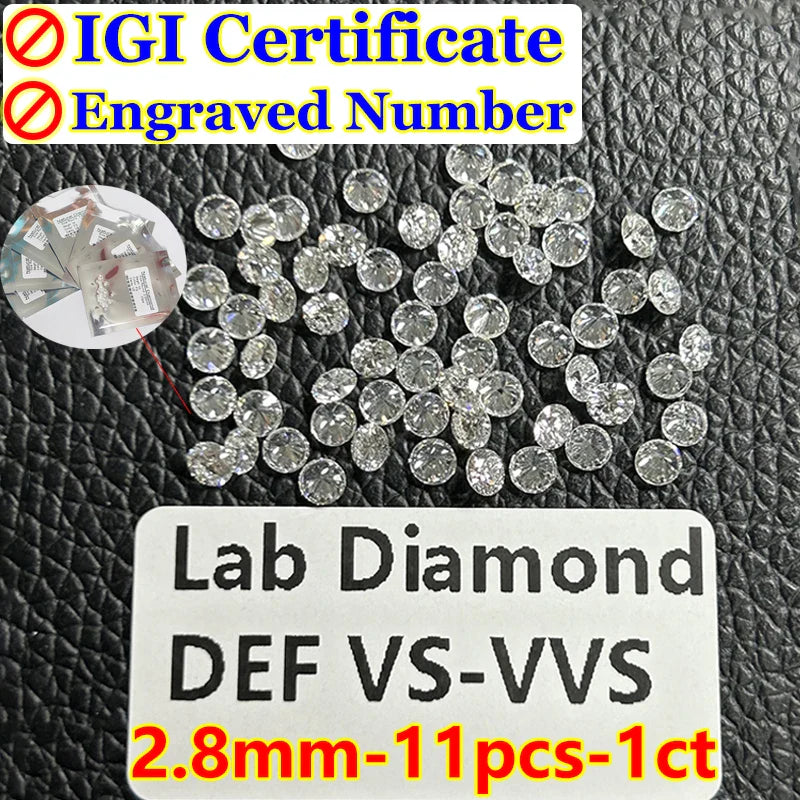 0.1–5CT Super White Lab-Grown Diamond Loose — IGI/GIA Certified, HPHT & CVD, DEFG VVS-SI, Diamond Tester Approved for Wedding Jewelry