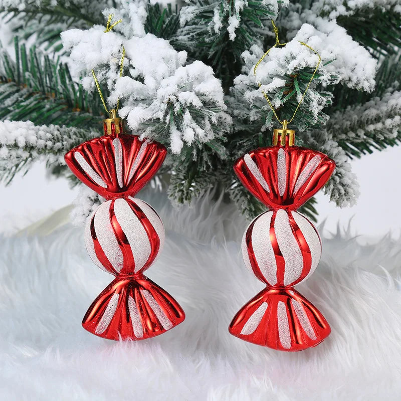 Christmas Tree Hanging Ornament – Red & White Candy Cane Pendant for Xmas, Home Decor & New Year 2024