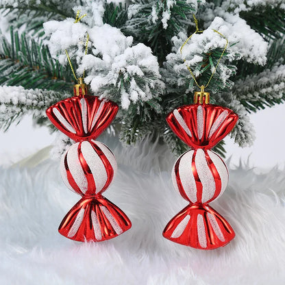 Christmas Tree Hanging Ornament – Red & White Candy Cane Pendant for Xmas, Home Decor & New Year 2024