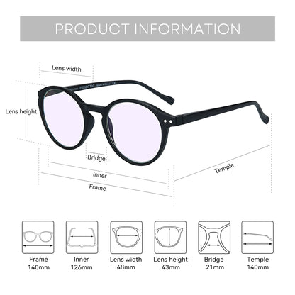 ZENOTTIC 2025 Retro Reading Glasses – Anti-Blue Light Blocking Eyeglasses for Women & Men, Diopter 0 to 4.0