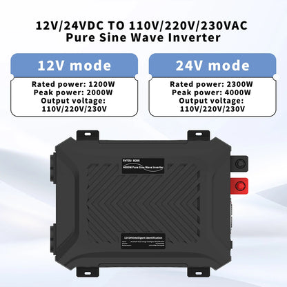 DATOU BOSS Pure Sine Wave Inverter — 12V/24V to 220V, 1200W-2300W, Peak 4000W
