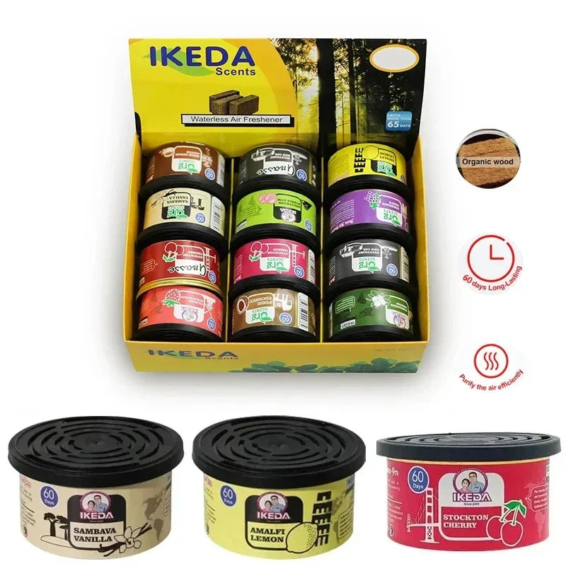 Car Air Freshener – 12 Scent Options, Organic Cans, Odor Eliminator, Long-Lasting Strong Fragrance for Home