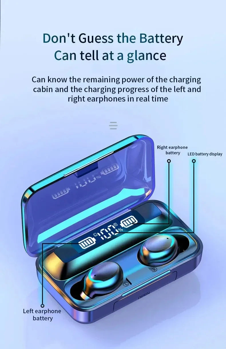 F9 5C TWS Wireless Bluetooth Earbuds – Waterproof Headphones with Digital Display & Large-Capacity Charging Case