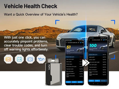 TOPDON Carpal OBD2 Scanner – All-System Vehicle Diagnostic Tool with Health Check, Smog & Battery Test for iOS & Android Bluetooth 5.0