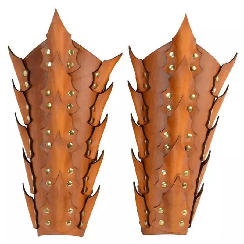 Medieval Steampunk Viking Bracer – PU Leather Scale Arm Armor for Knight, Warrior LARP Cosplay & Theatre Costume