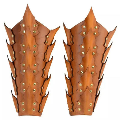 Medieval Steampunk Viking Bracer – PU Leather Scale Arm Armor for Knight, Warrior LARP Cosplay & Theatre Costume
