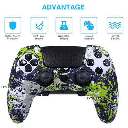 IVYUEEN Water Transfer Printing Silicone Protective Skin for PS5 DualSense Edge Controller