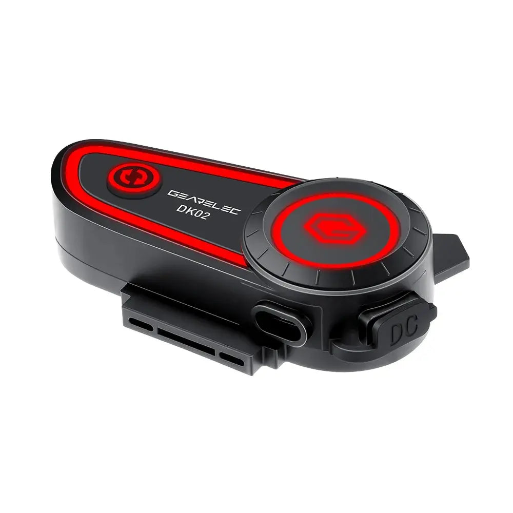 GEARELEC DK02 Motorcycle Helmet Headset - Stereo Bluetooth Hands-Free Call, IPX7 Waterproof, 2800mAh with Tri-Color Ambient Light