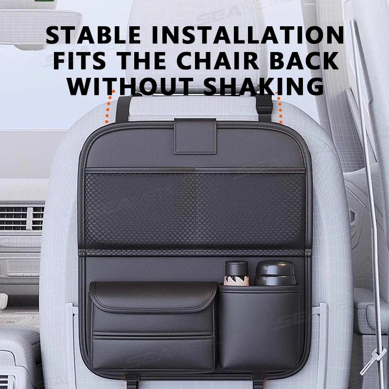 SEAMETAL Car Seat Back Organizer – Large Capacity Multi-Pocket Storage Bag with Foldable Tablet Tray