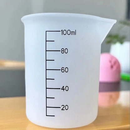3PCS 100ml Silicone Measuring Cups Set – Dual Scale (ml/oz) Non-Stick Epoxy Resin Mixing Tools for Jewelry Casting & Wax Molds
