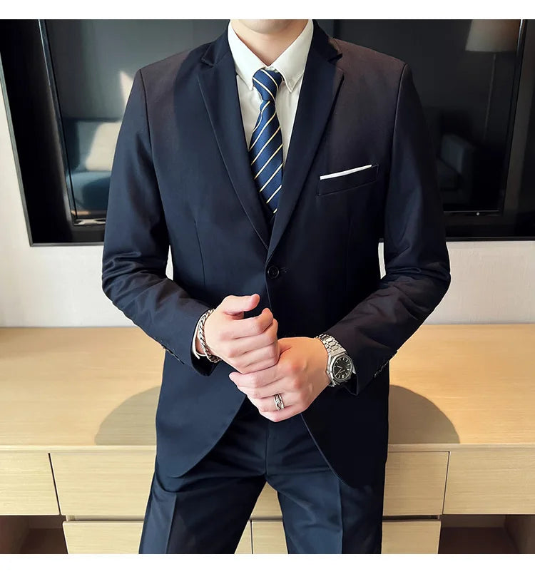 High-Quality Men’s 3-Piece Suit Set — Business Casual & Wedding Outfit (Jacket + Vest + Trousers), 2024 Fashion Banquet, Sizes S-6XL
