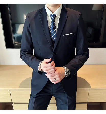 High-Quality Men’s 3-Piece Suit Set — Business Casual & Wedding Outfit (Jacket + Vest + Trousers), 2024 Fashion Banquet, Sizes S-6XL