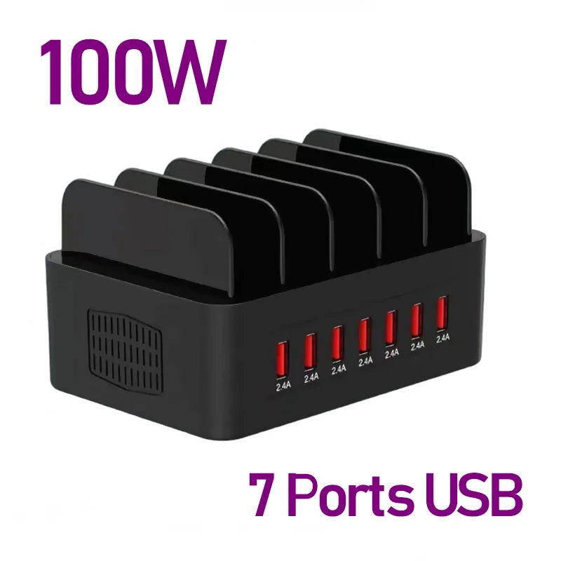 150W Universal Multi USB Fast Charger – 16-Port 3.5A Max Charging Station Stand for iPad, iPhone 14/13, Samsung S22, Xiaomi Tablet